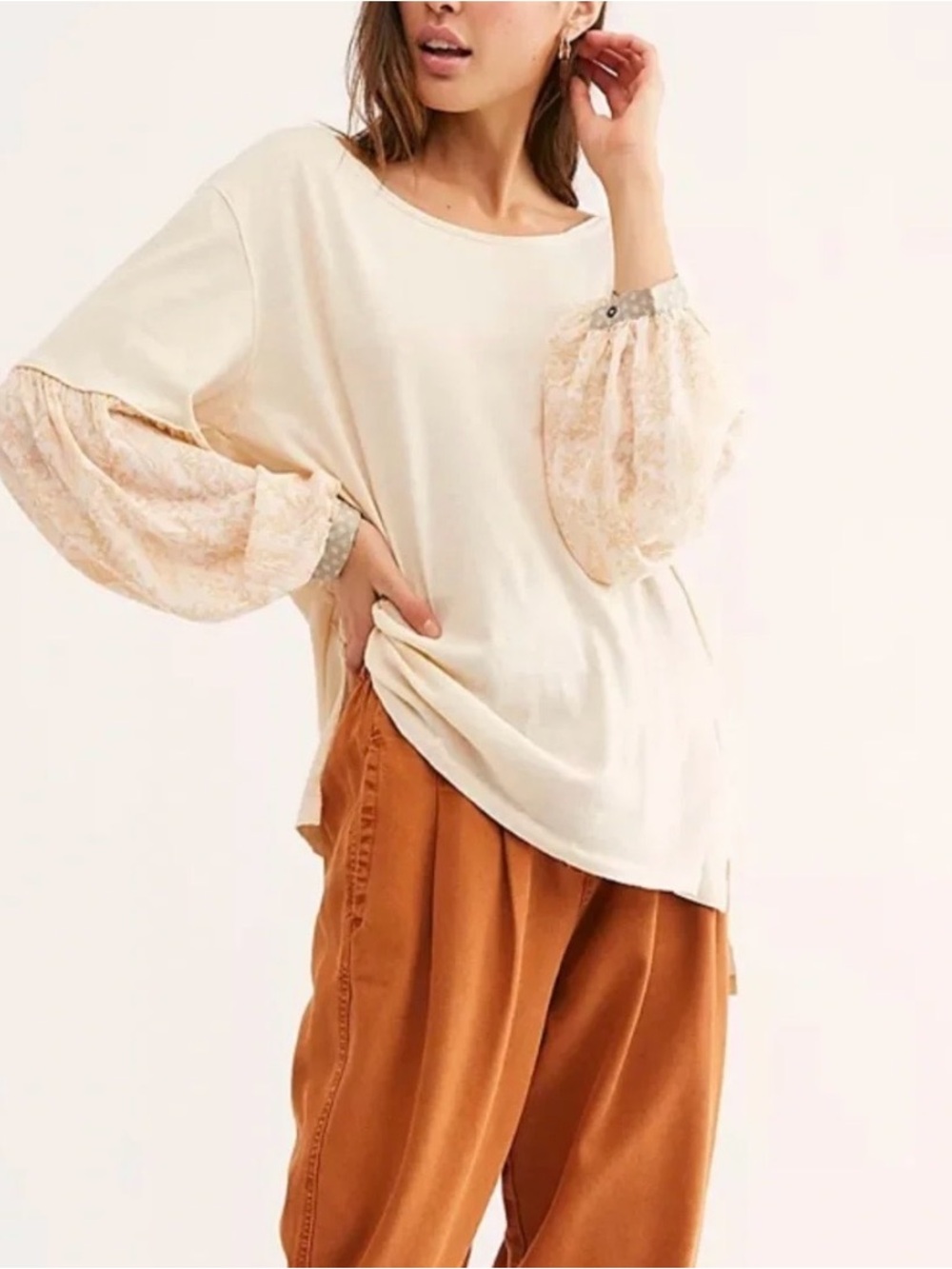 We The Free Jade Lace Balloon Sleeve Tunic shirt